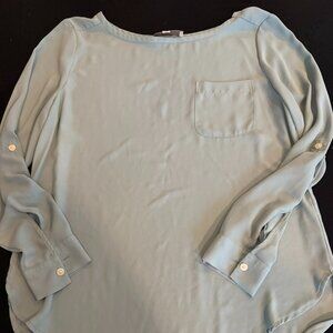 Women's Long Sleeve Roll Up Polyester Silky Shirt